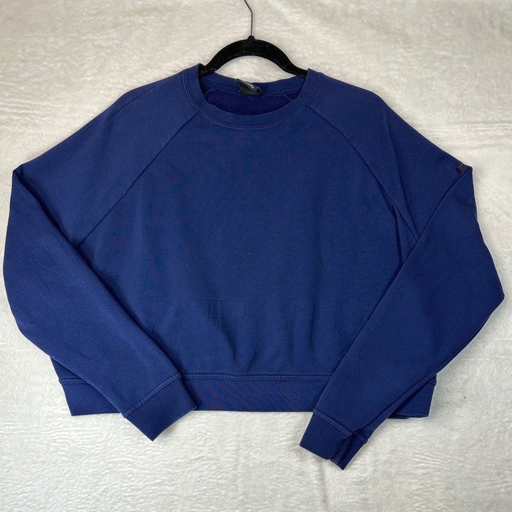 Nike Sweatshirt Womens XL Blue Dri-FIT Cropped Just Do It Raised Text